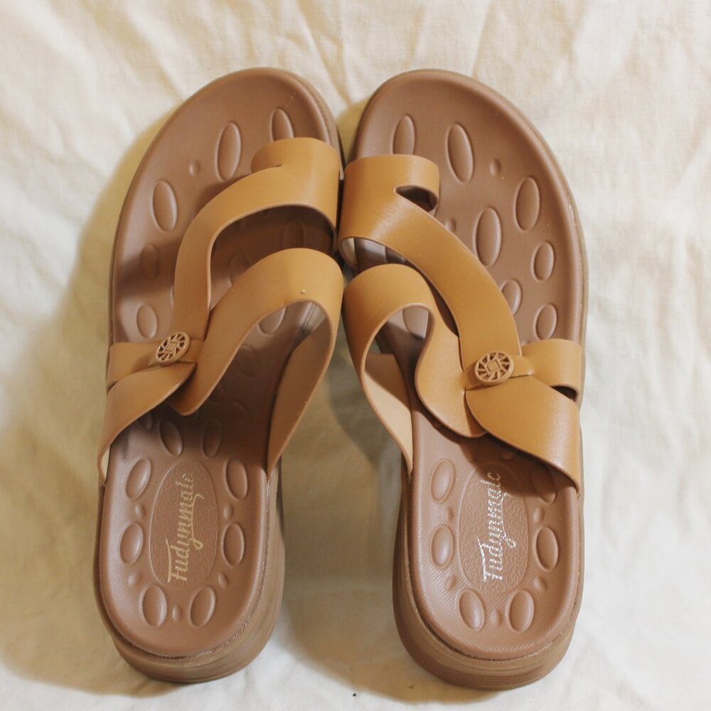 Fudymalc Light Brown Toe-Ring Slides Women’s Size 40 - Gently Used